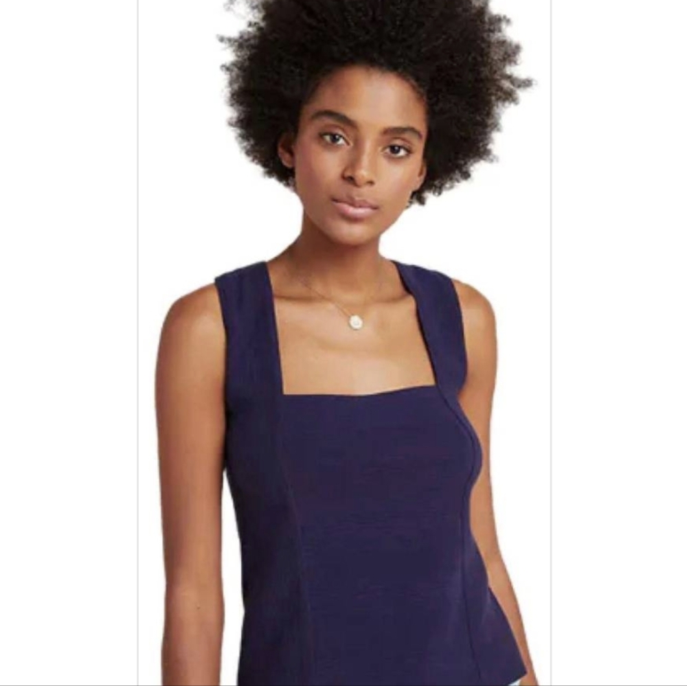 Anthropologie Maeve Stephie Cross Back Top in Navy Blue Size Large
